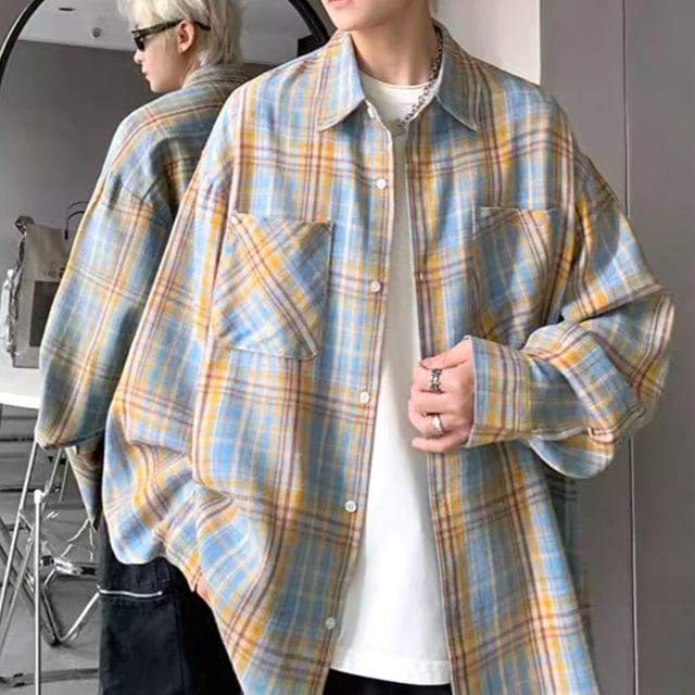 Savenne-Long-Sleeve Plaid Shirt