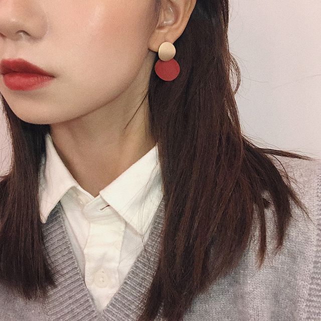 Forainer-Matte Disc Drop Earring