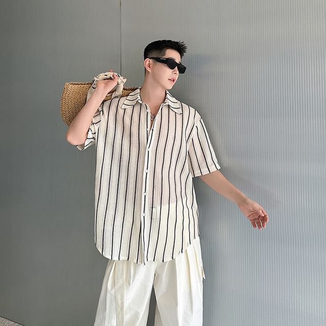 Patow-Short-Sleeve Striped Shirt