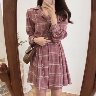 plaid mini dress long sleeve