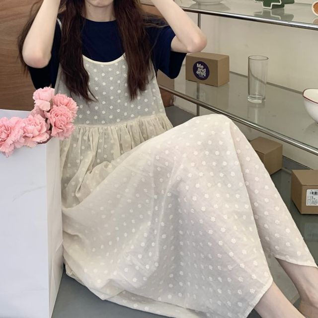 Fashion T Shirt With Spaghetti Strap Dress Metonymph Short-Sleeve