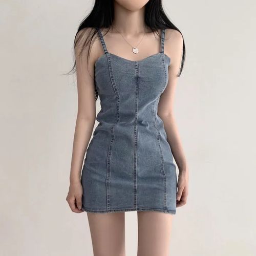 Korean Girls Strap Dress, Child Denim Strap Dress