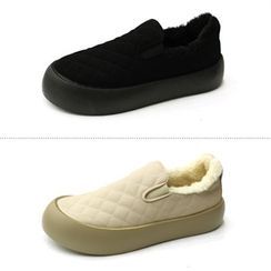 MODELSIS - Faux-Fur Lined Quilted Slip-Ons