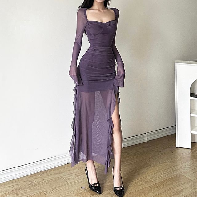 mesh bodycon dress for women Final Sale Plus Size Sheer Mesh Bodycon Dress in Rainbow Stripes
