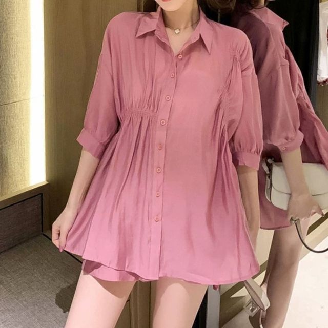 Hanji - Chiffon Shirt Dress | YesStyle