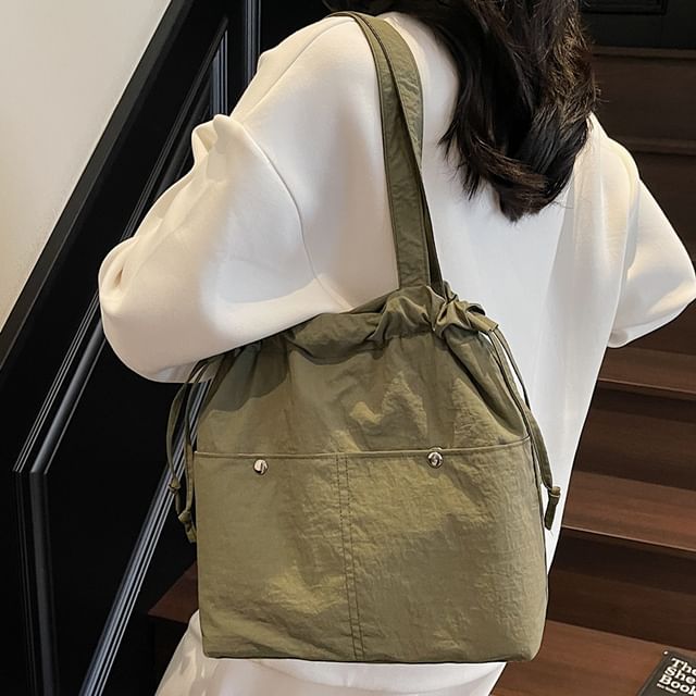 Melois-Textile Plain Shoulder Bag