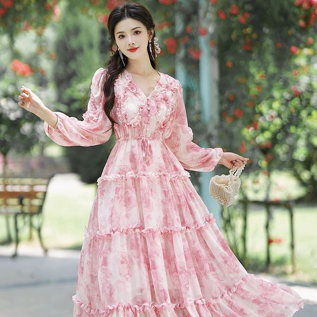 puffy sleeve prom dress long sweetheart tulle ball gown Floral Prom Dress 2023 with Puffy Sleeves Sweetheart Tulle with Slit 24W / Black