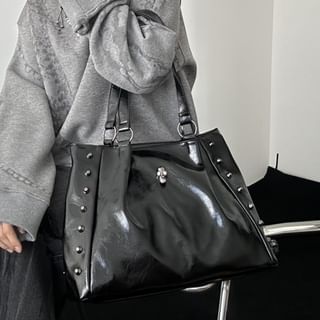 Minafox Faux Leather Studded Tote Bag