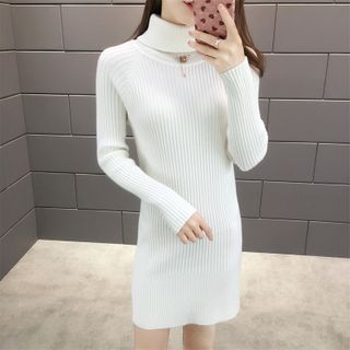 turtle neck knitted dress