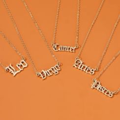 Cheermo - Alloy Zodiac Lettering Pendant Necklace Cheermo - Alloy Zodiac Lettering Pendant Necklace