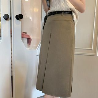 Closette Plain Pleated Midi A Line Skirt