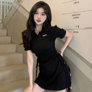Rustie Short-Sleeve Lettering Mini Polo Dress Sale