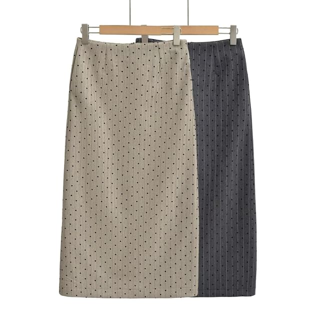 Asiris-High Waist Dotted Midi A-Line Skirt