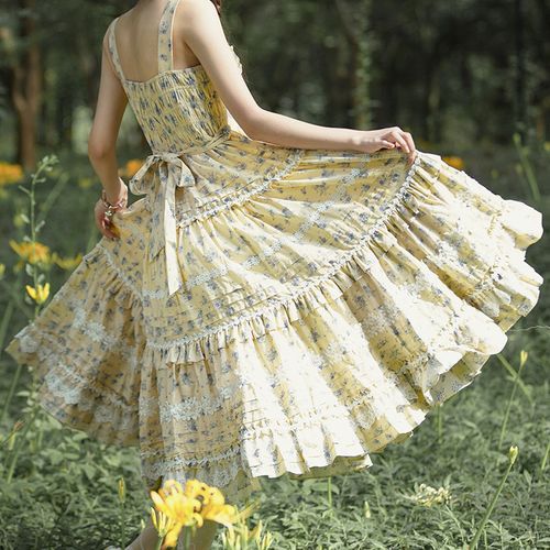 Kabira - Lace Trim Midi A-Line Lolita Jumper Skirt | YesStyle