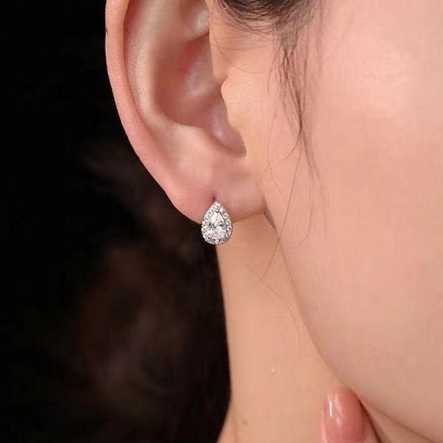 Toinianimos-925 Sterling Silver Rhinestone Stud Earring