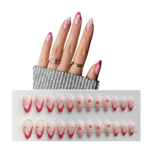 Candyvina-Floral Faux Nail Tips