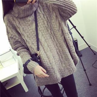 QZ Lady Turtleneck Cable Knit Sweater | YesStyle