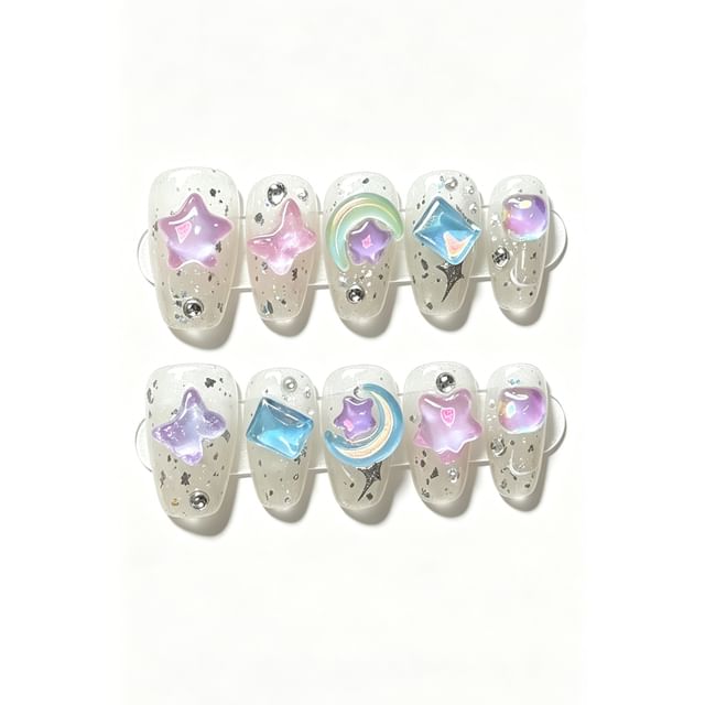 eovda-Moon Star Faux Nail Tips