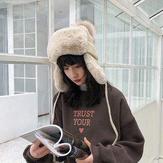 Corduroy Fleece-lined Trapper Hat 