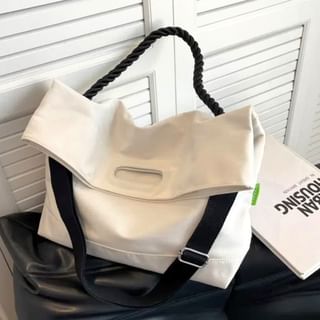 NewTown-Plain Flap Tote Bag