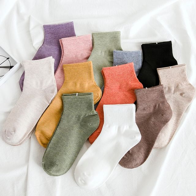 Mimiyu - Set of 5 Pairs: Plain Socks | YesStyle