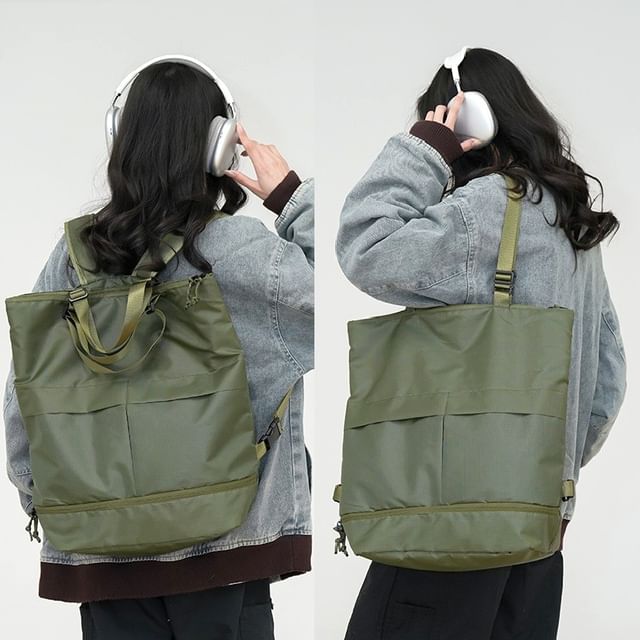 Hikuozy-Plain Nylon Carryall Bag