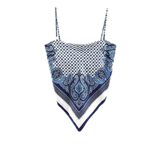 Dahlius-Spaghetti Strap Tie-Back Print Top