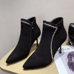 Red Wolf - Rhinestone Stiletto Heel Ankle Boots Red Wolf - Rhinestone Stiletto Heel Ankle Boots