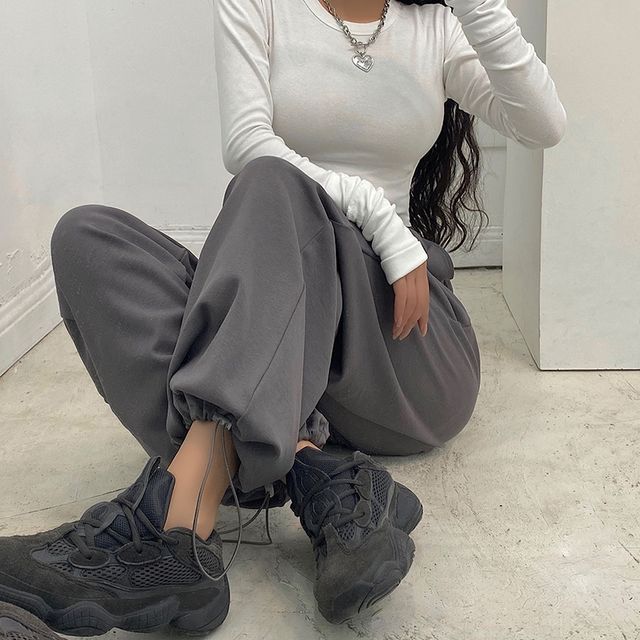 RainGirl Plain Loose-Fit Jogger Pants YesStyle