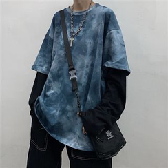Porstina - Mock Two Piece Long-Sleeve Tie-Dyed T-Shirt Porstina - Mock Two Piece Long-Sleeve Tie-Dyed T-Shirt