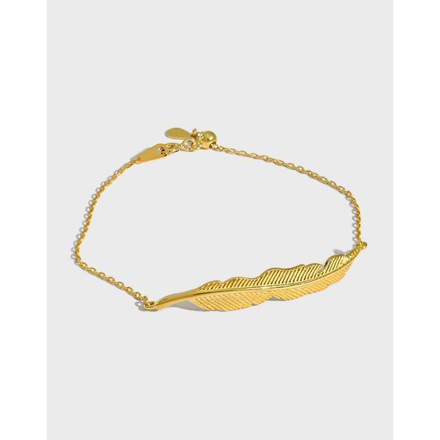 Phoenoa-925 Sterling Silver Leaf Bracelet
