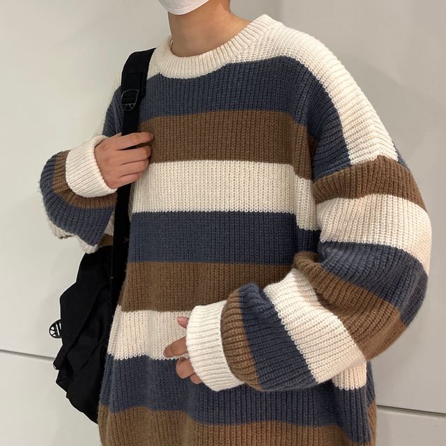 colorblock striped sweater
