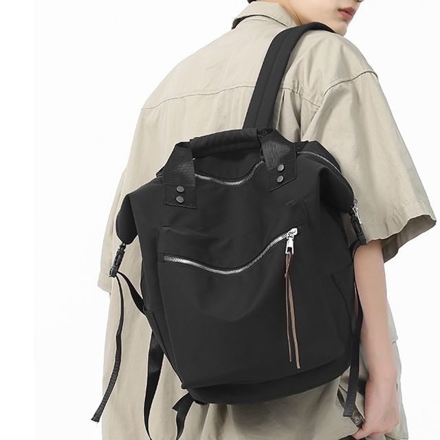 SUNMAN-Plain Zip Lightweight Backpack