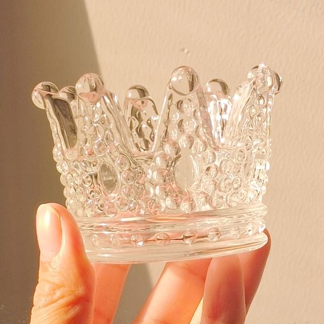 jademonra-Crown Glass Makeup Sponge Holder