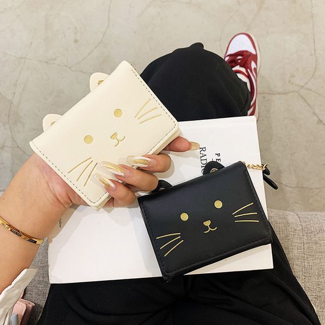 Wrubix Cat Faux Leather Trifold Wallet YesStyle