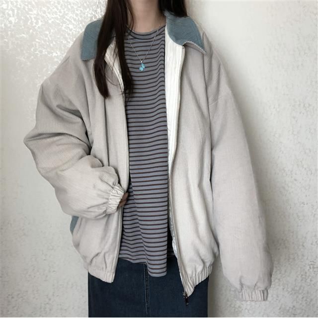 Sisyphi-Collared Corduroy Zip-Up Jacket