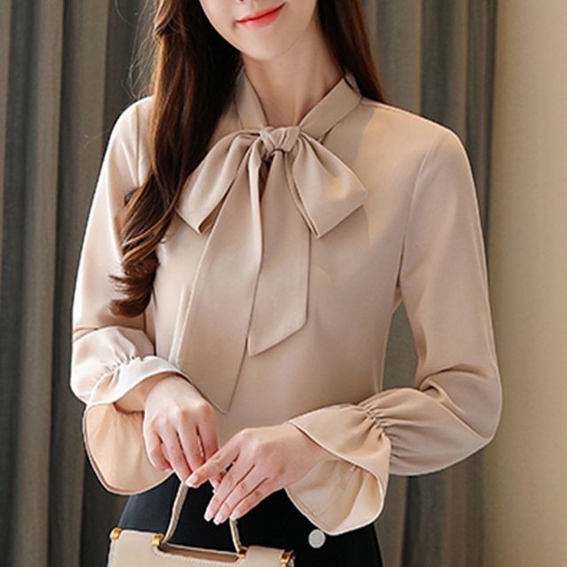 Dragan Pulse-Long-Sleeve Tie-Neck Chiffon Blouse