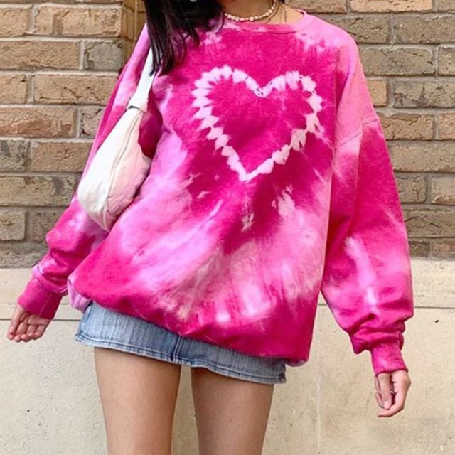 Pink Colored Sash Belt Heart Sweatshirt – Shi Jei Clothing