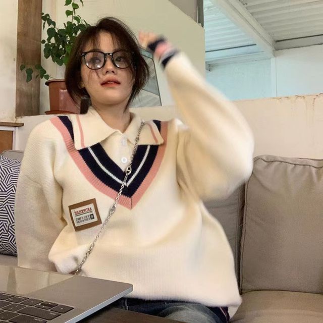 Everose-Mock Two Piece Polo Sweater