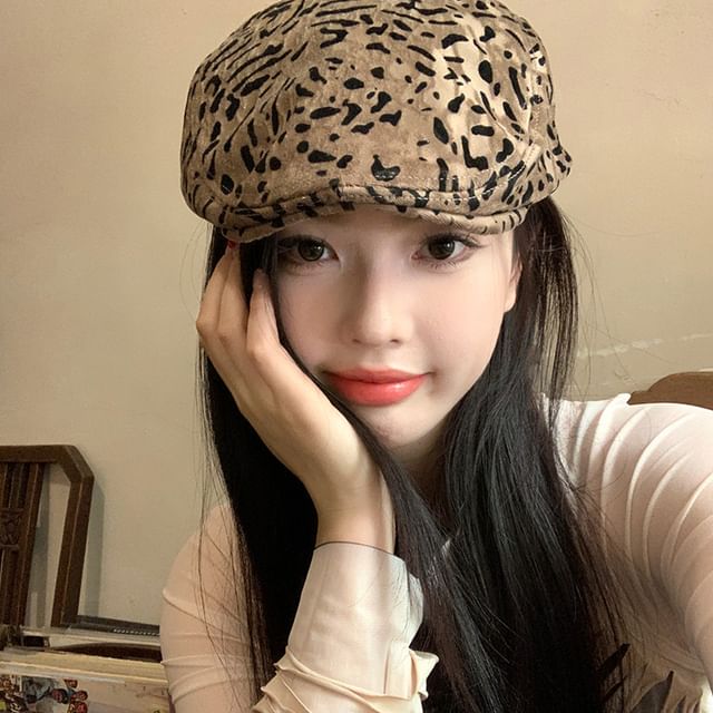 FROME-Leopard Print Flat Cap