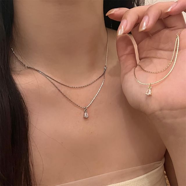 Gemsha-Rhinestone Layered Necklace