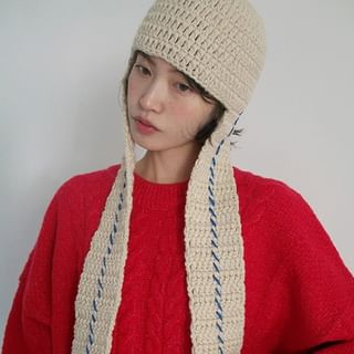 4-4 STUDIO-Contrast Trim Knit Beanie