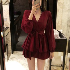 STARK - V-Neck Long-Sleeve A-Line Dress STARK - V-Neck Long-Sleeve A-Line Dress