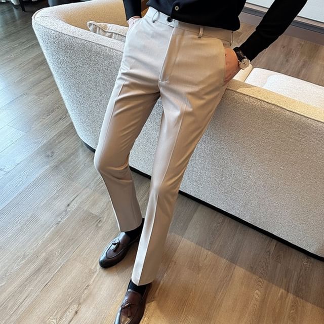 Blueforce-Mid Rise Plain Tapered Dress Pants