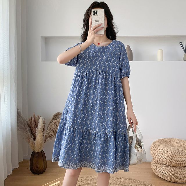 Empressa - Maternity Embroidered Midi A-Line Dress | YesStyle Empressa - Maternity Embroidered Midi A-Line Dress | YesStyle