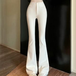 Metonymph-High Rise Plain Flared Pants