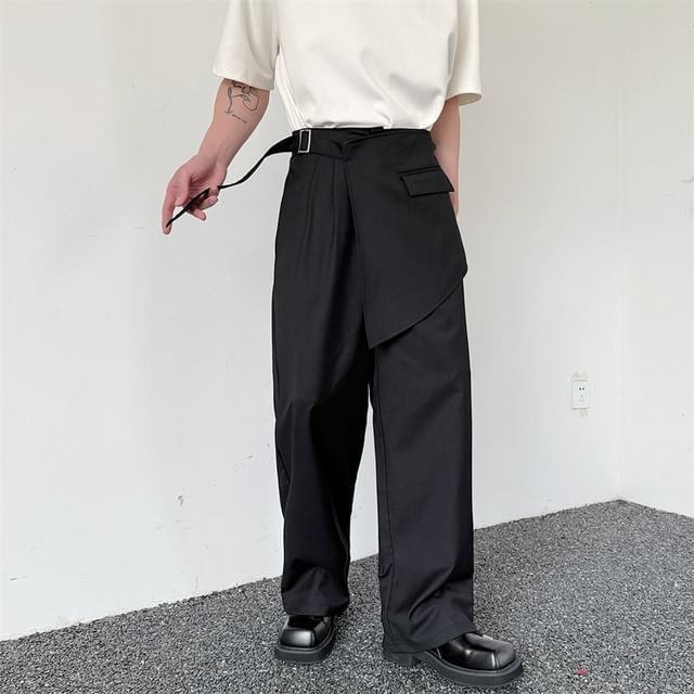 Freehop - Mid Rise Plain Skirt Overlay Wide Leg Pants | YesStyle