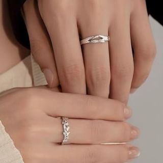 Parskletie-Couple Matching 925 Sterling Silver Open Ring Set