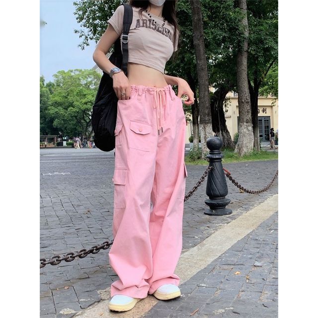 Axen - High Waist Wide Leg Cargo Pants 