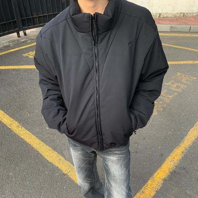 DragonRoad-Mock Neck Zip-Up Puffer Jacket